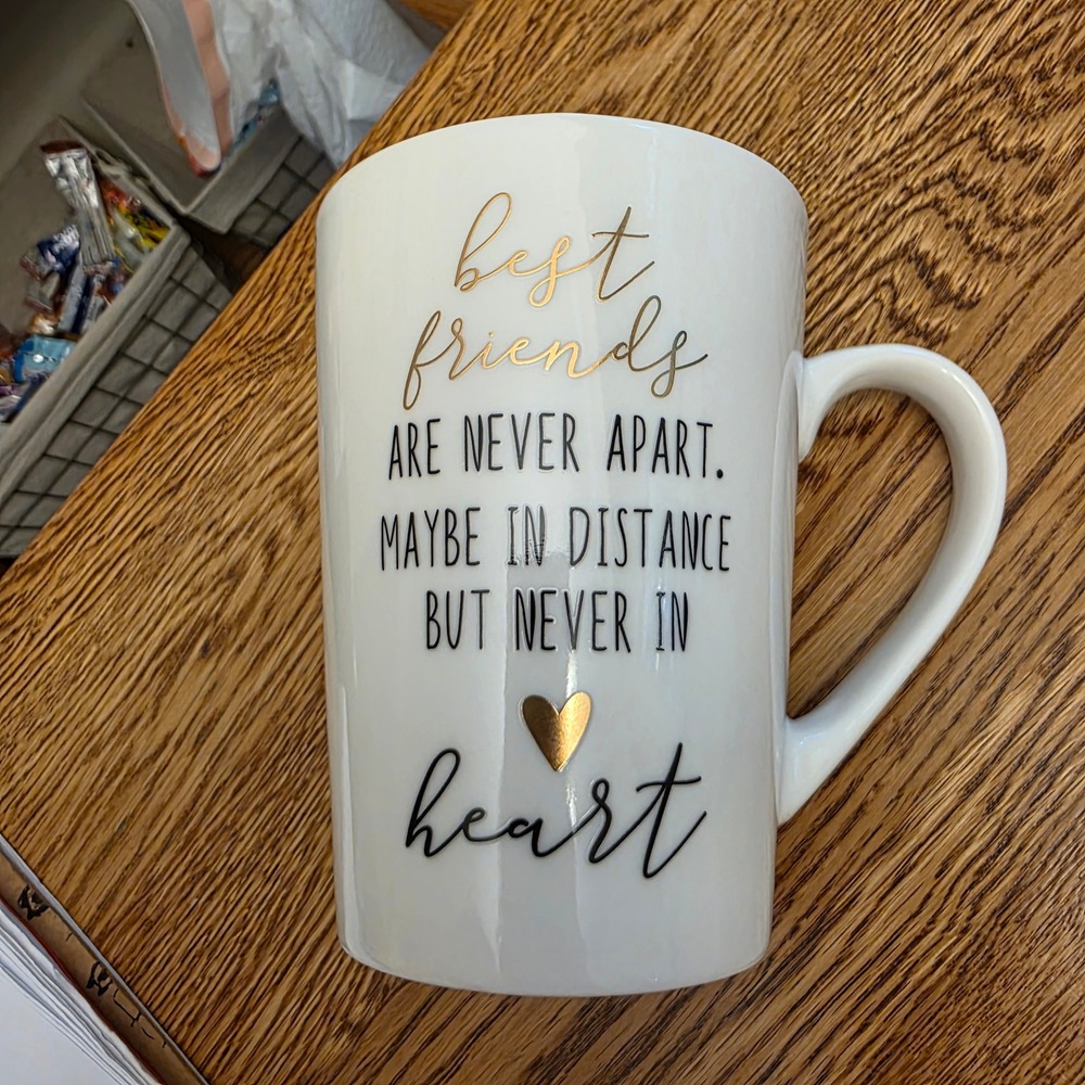 Best Friends Apart Coffee Mug Gift Love Friendship Missing Homesick Gold Black‎